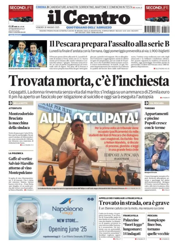 Prima-pagina-il centro-oggi-edizione-del-2025-05-30